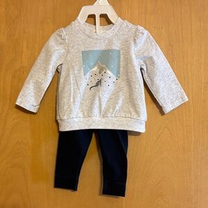 Miles the Label Baby Heather Grey Top and Navy Blue Pant Set